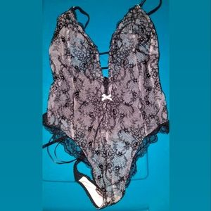 Victoria's Secret black and pink teddy Sz S/M